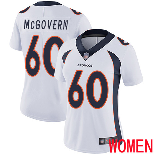 Women Denver Broncos 60 Connor McGovern White Vapor Untouchable Limited Player Football NFL Jersey